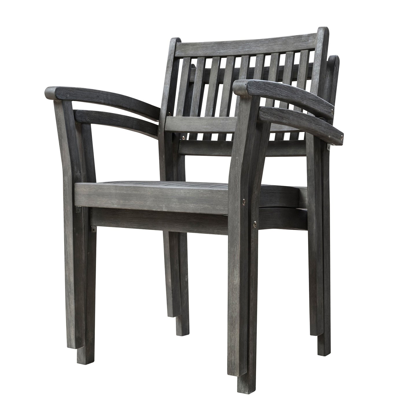 Set of Two Distressed Stacking Armchairs-5