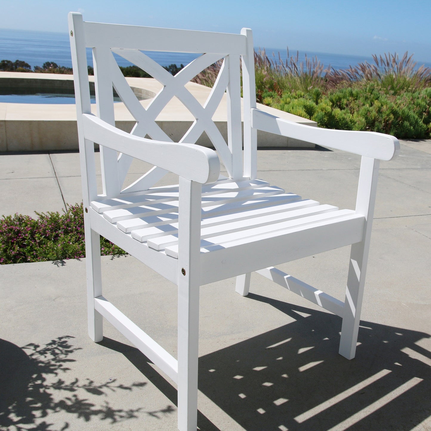 White Patio Armchair with Decorative Back-1