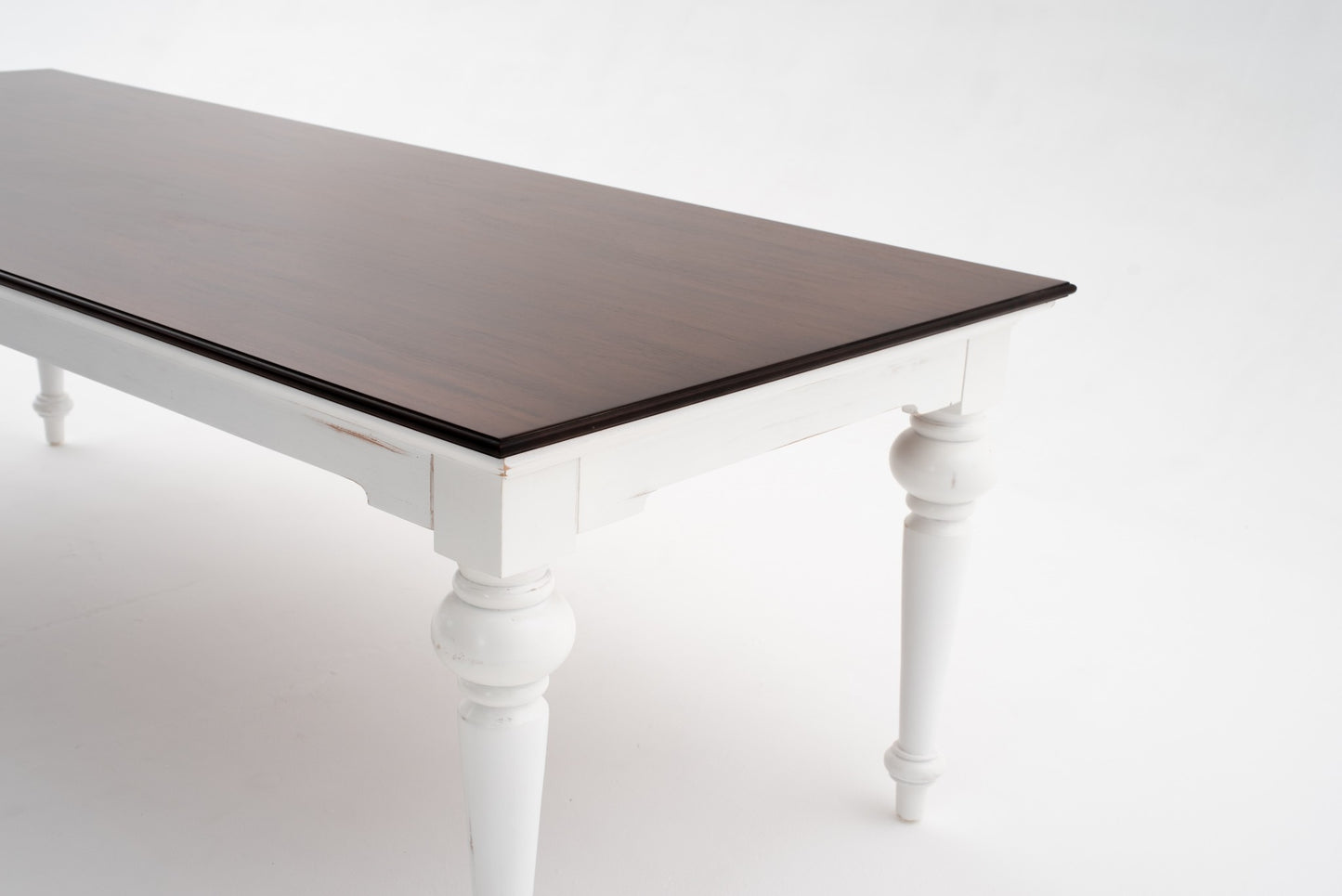 White and Dark Brown Rustic Modern Farmhouse 94" Dining Table-4