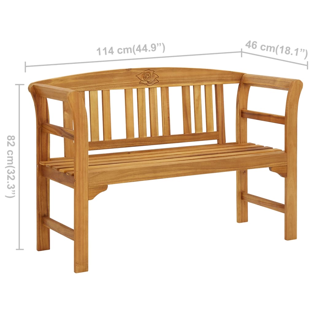vidaXL Outdoor Patio Bench Garden Park Bench with Armrests Solid Wood Acacia-11