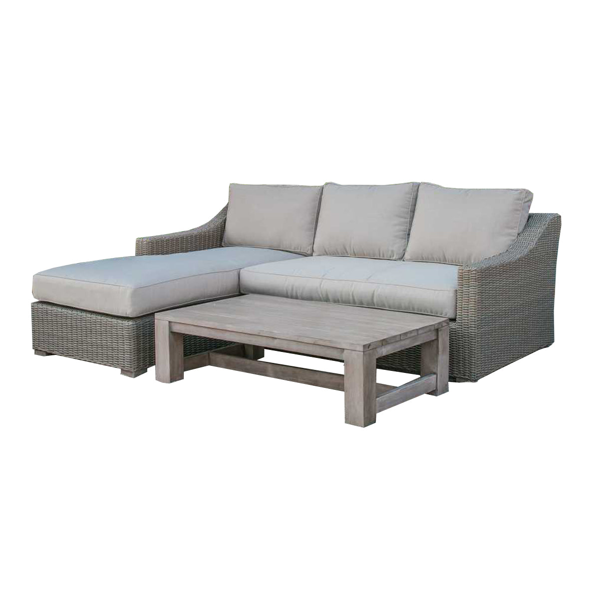 30" Aluminum Wood and Rattan Sectional Sofa Set-0