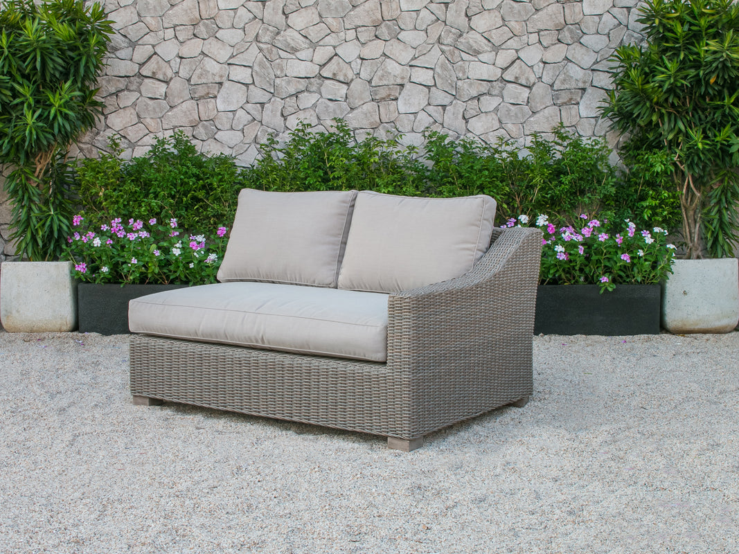 30" Aluminum Wood and Rattan Sectional Sofa Set-2