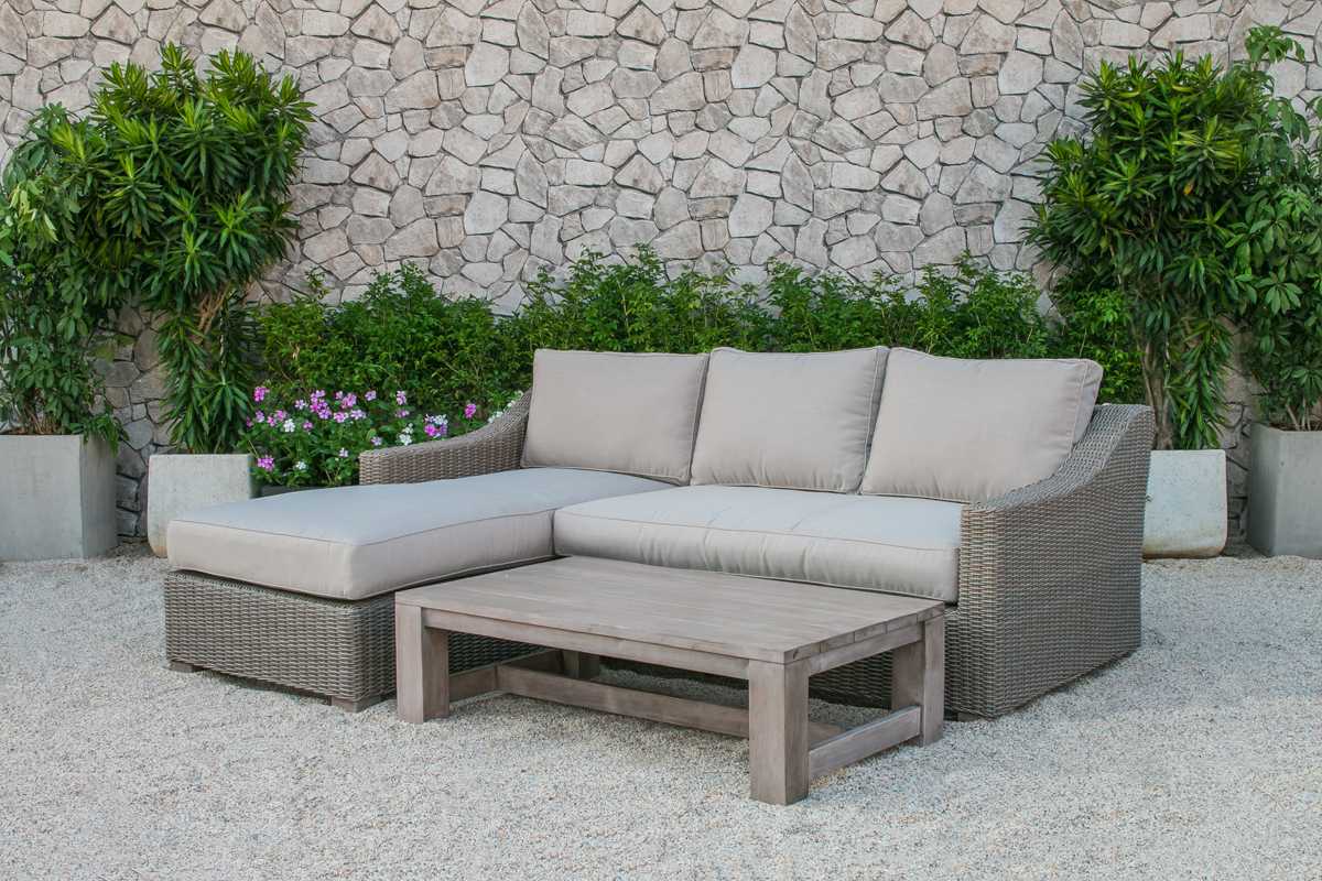 30" Aluminum Wood and Rattan Sectional Sofa Set-4