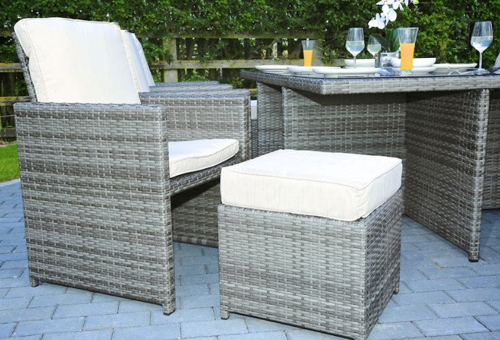 129" X 76" X 46" Gray 11Piece Outdoor Dining Set with Cushions-2