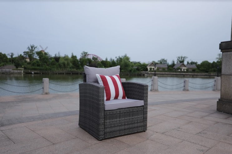 118.56" X 31.59" X 14.82" Brown 6-Piece Patio Conversation Set with Cushions and Storage Boxs-5