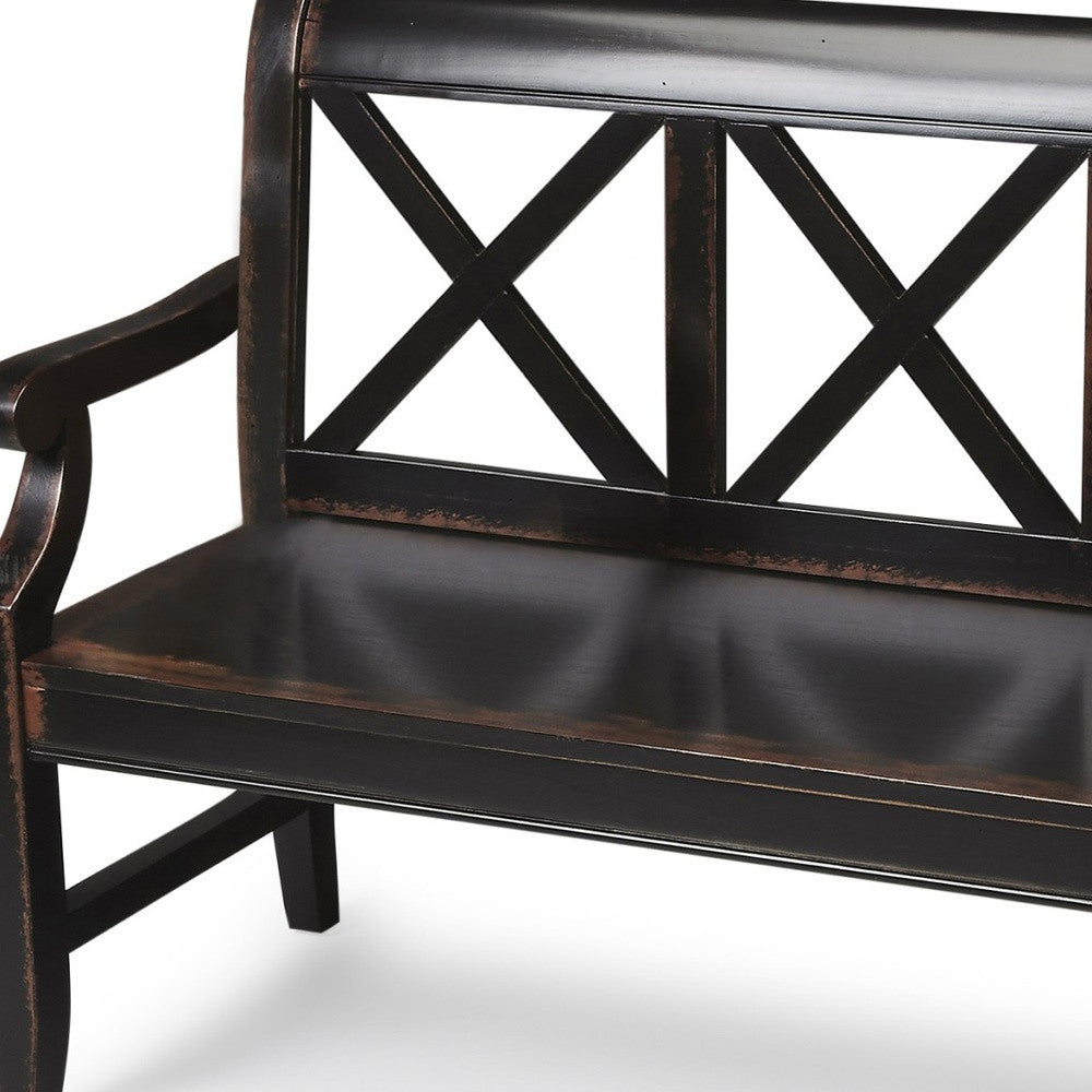 Modern Rustic Black Bench-4