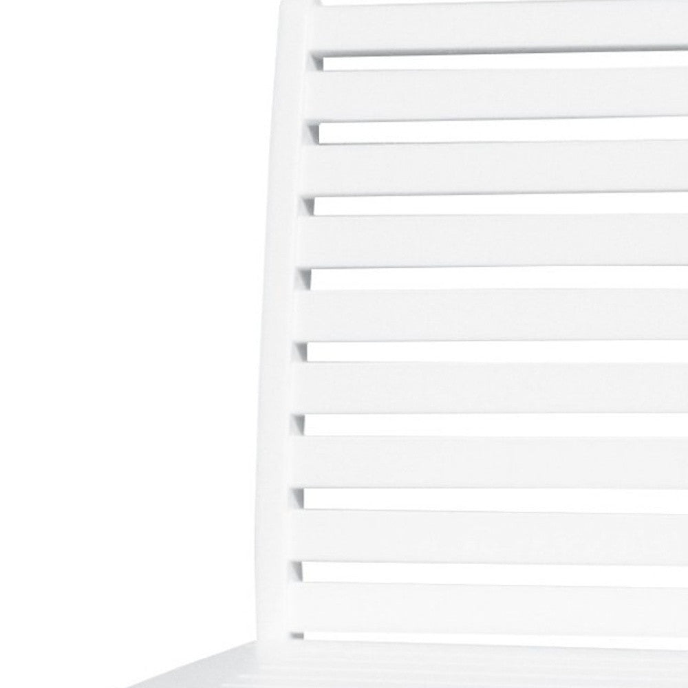White Bar Chair with Horizontal Slats-5