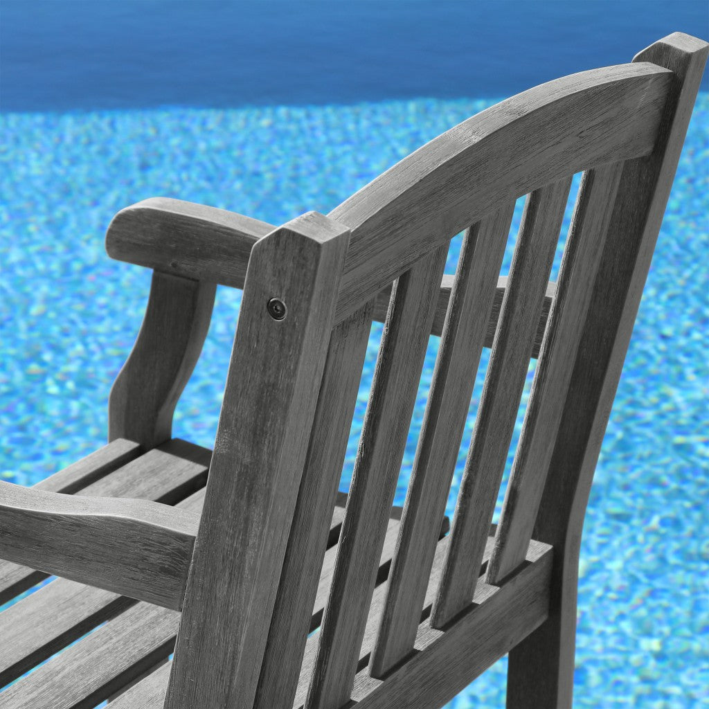 Distressed Patio Armchair with Horizontal Slats-1