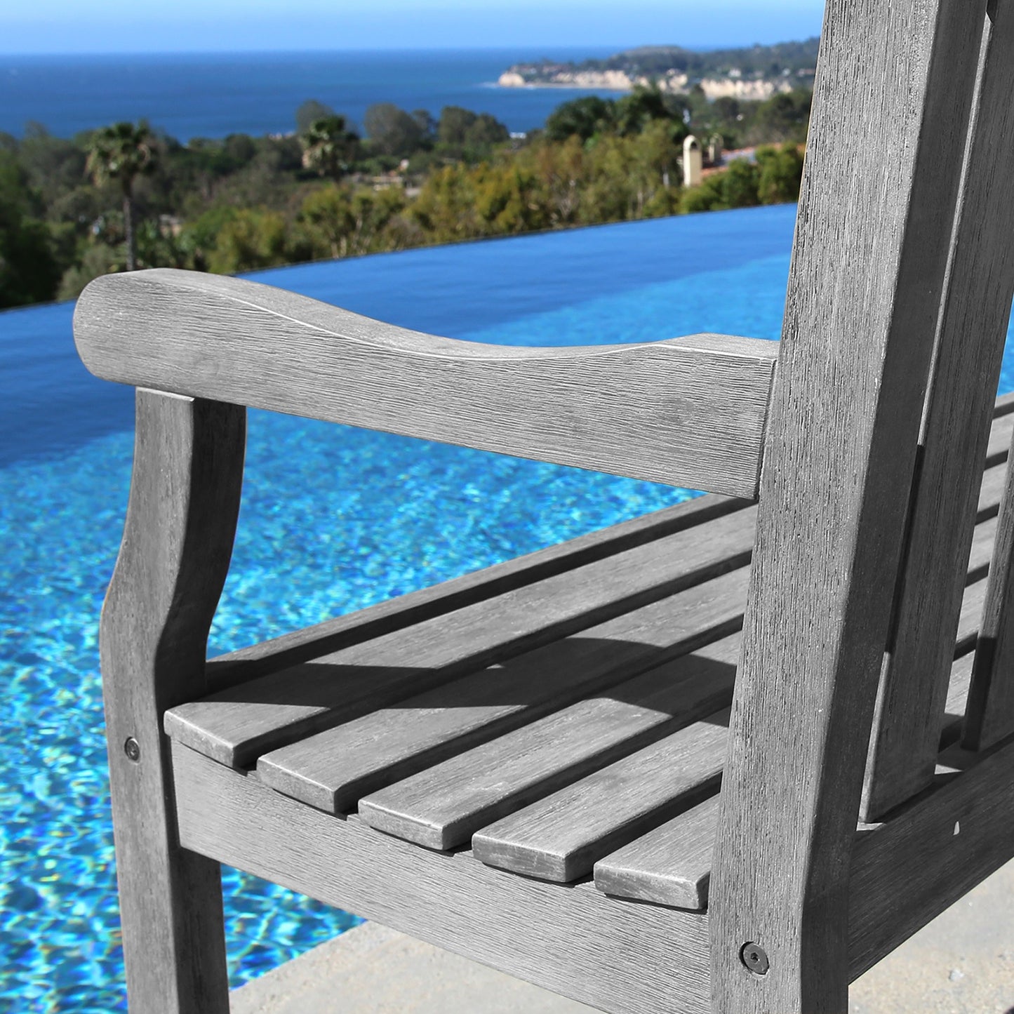 Distressed Patio Armchair with Horizontal Slats-2