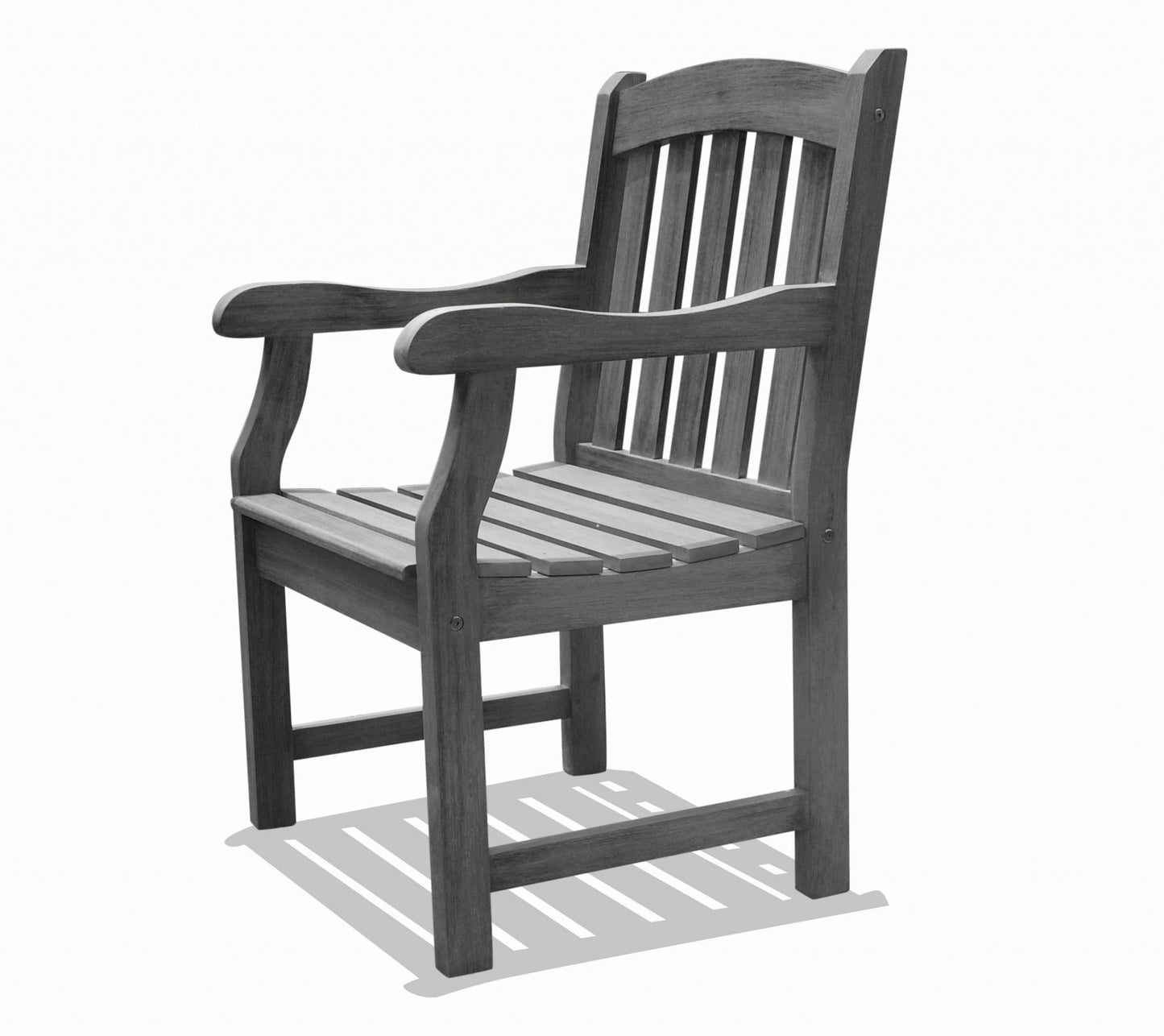 Distressed Patio Armchair with Horizontal Slats-3