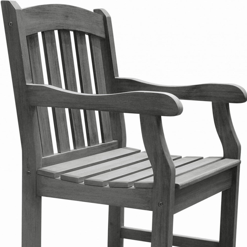 Distressed Patio Armchair with Horizontal Slats-4