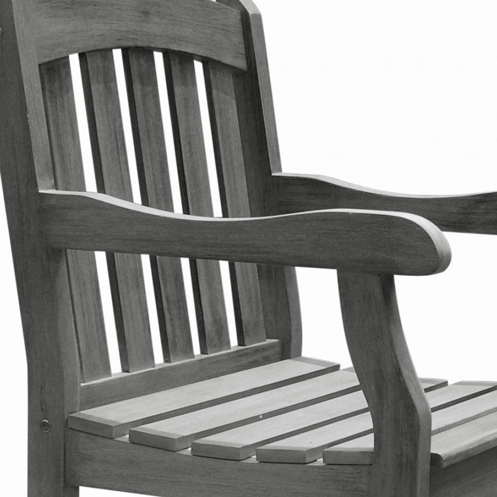 Distressed Patio Armchair with Horizontal Slats-5
