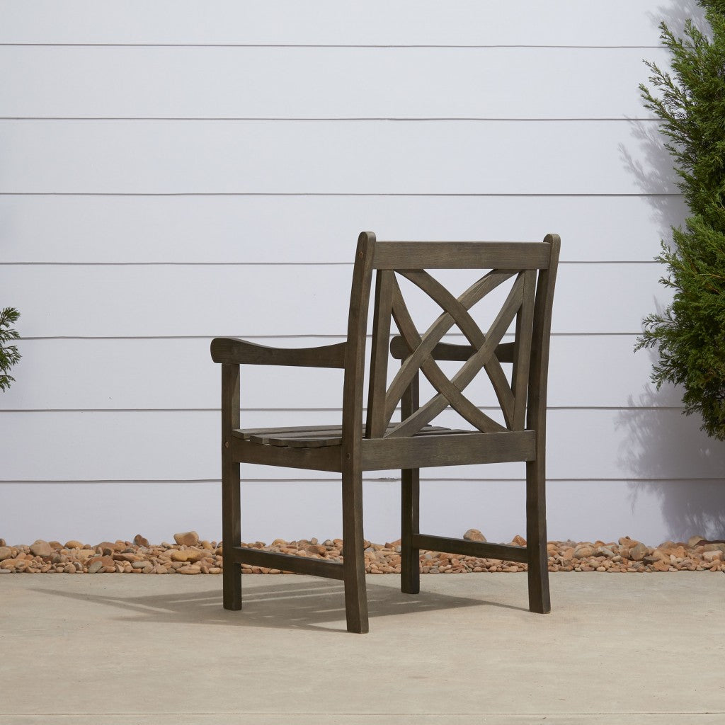 Distressed Patio Armchair with Decorative Back-2