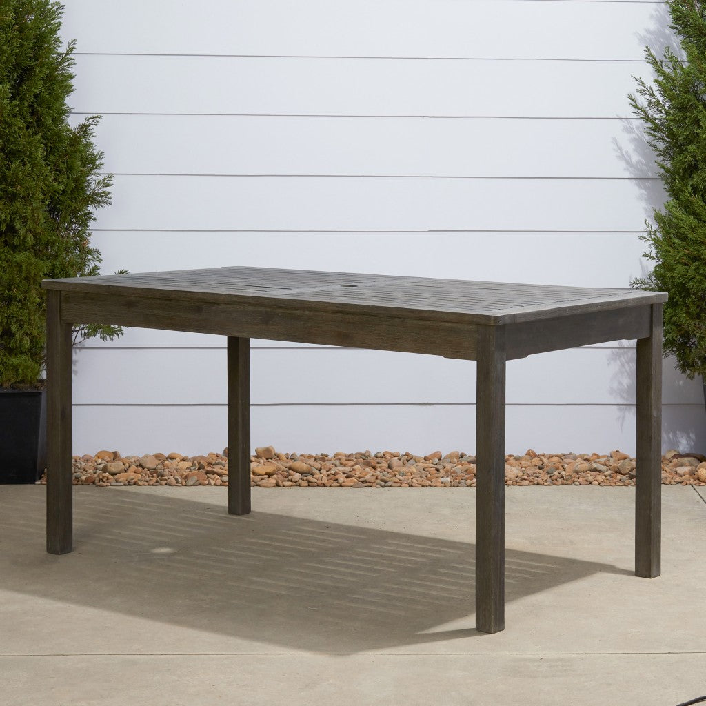 Distressed Grey Dining Table with Straight Legs-0