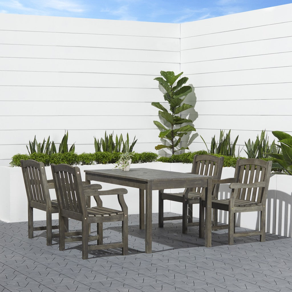 Distressed Grey Dining Table with Straight Legs-3