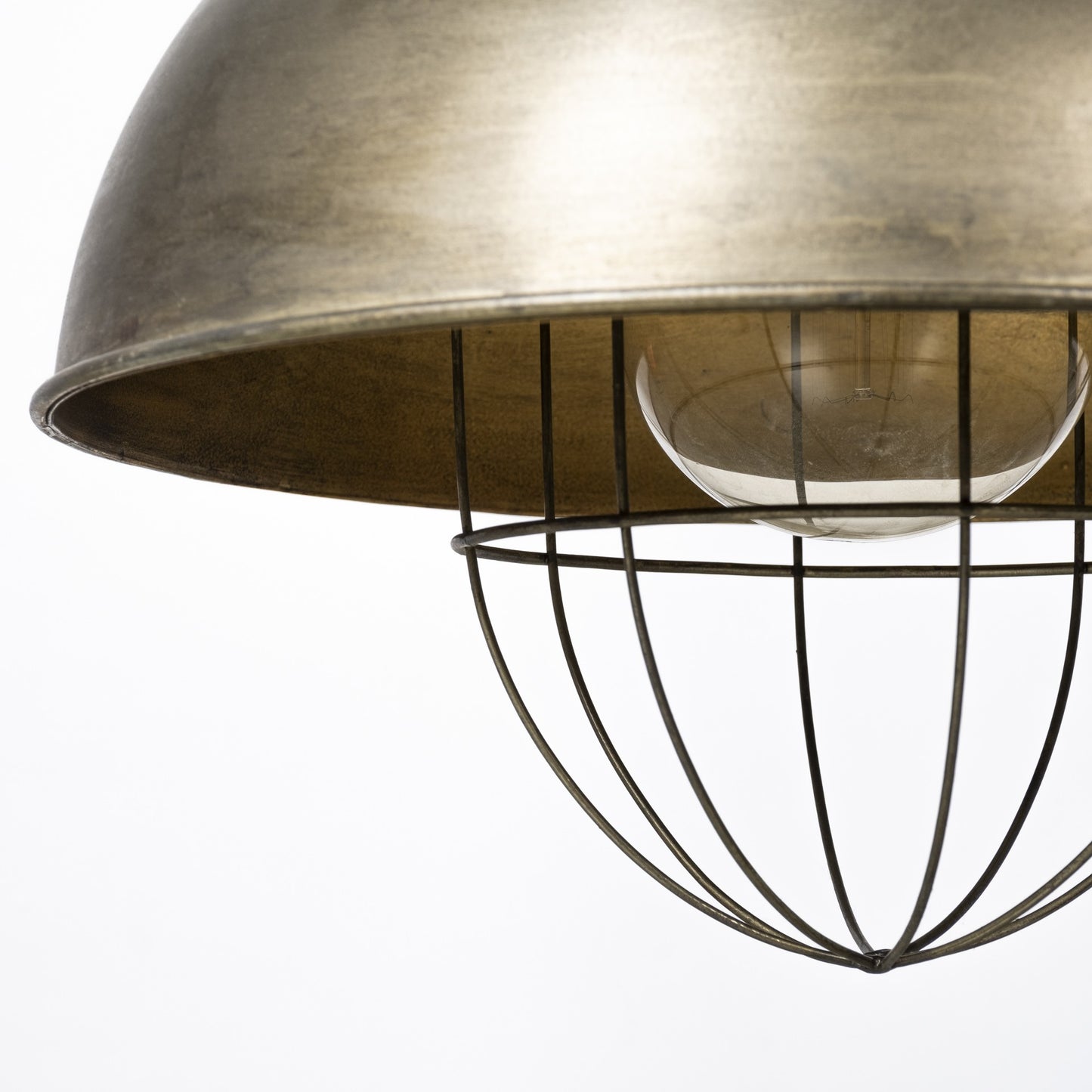 Rustic Gold Ton Metal Dome Hanging Light-4