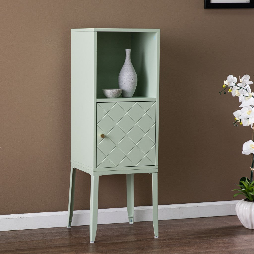 Pale Green Crosshatch Accent Storage Cabinet-0