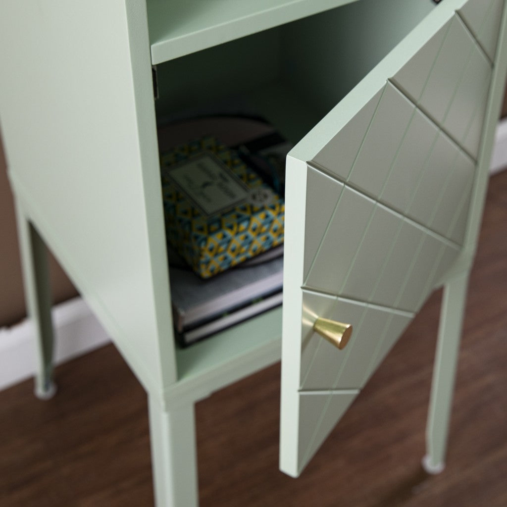 Pale Green Crosshatch Accent Storage Cabinet-1