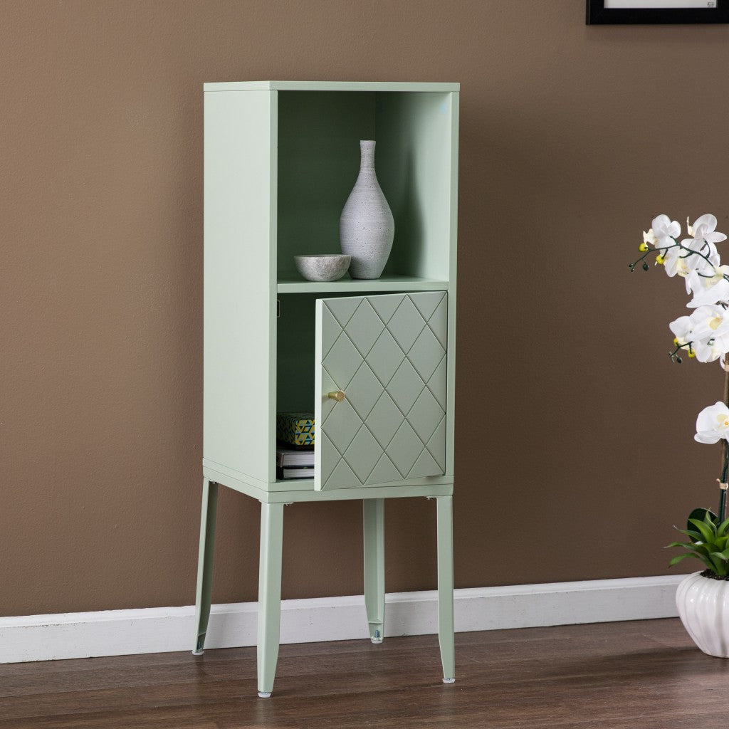 Pale Green Crosshatch Accent Storage Cabinet-2