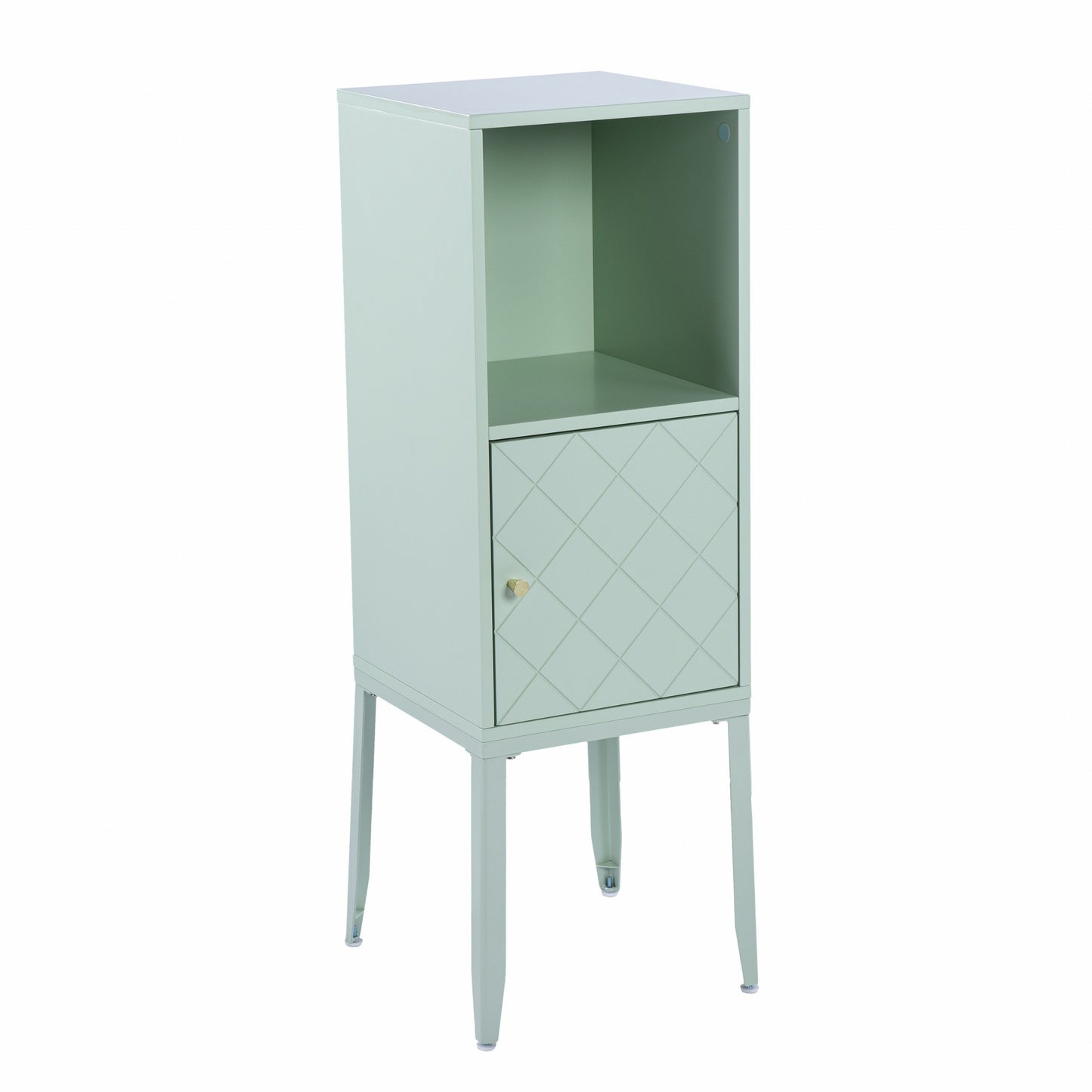 Pale Green Crosshatch Accent Storage Cabinet-4