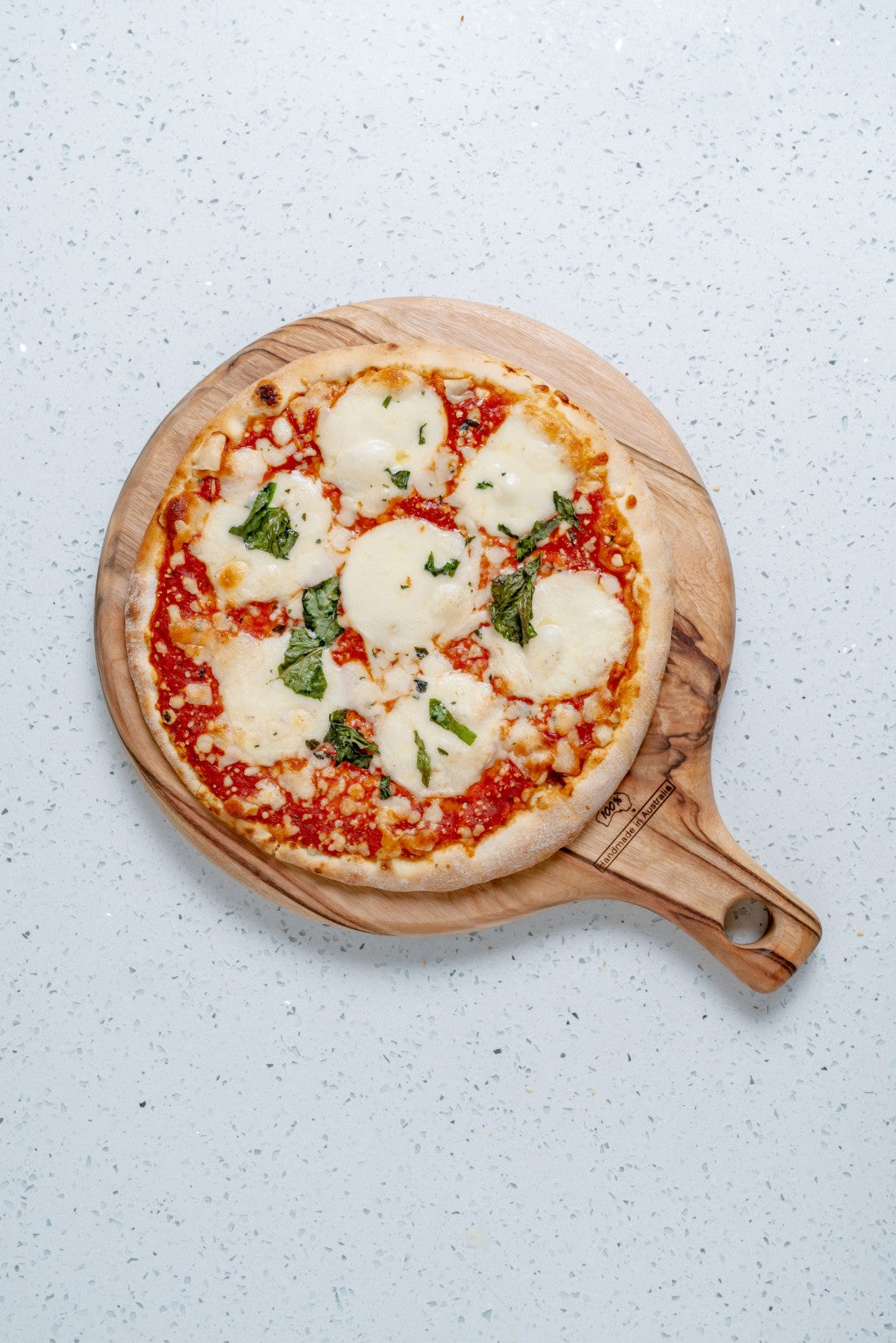 Natural Laurel Wood Anti Bacterial Round Pizza Paddle Board-1
