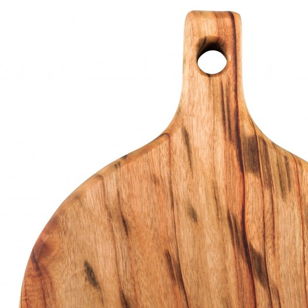 Natural Laurel Wood Anti Bacterial Round Pizza Paddle Board-4