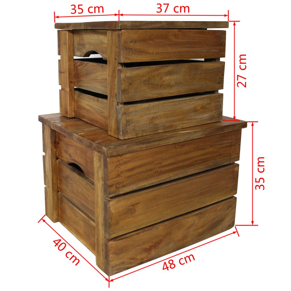 vidaXL Storage Crate Set 2 Pieces Solid Reclaimed Wood-6