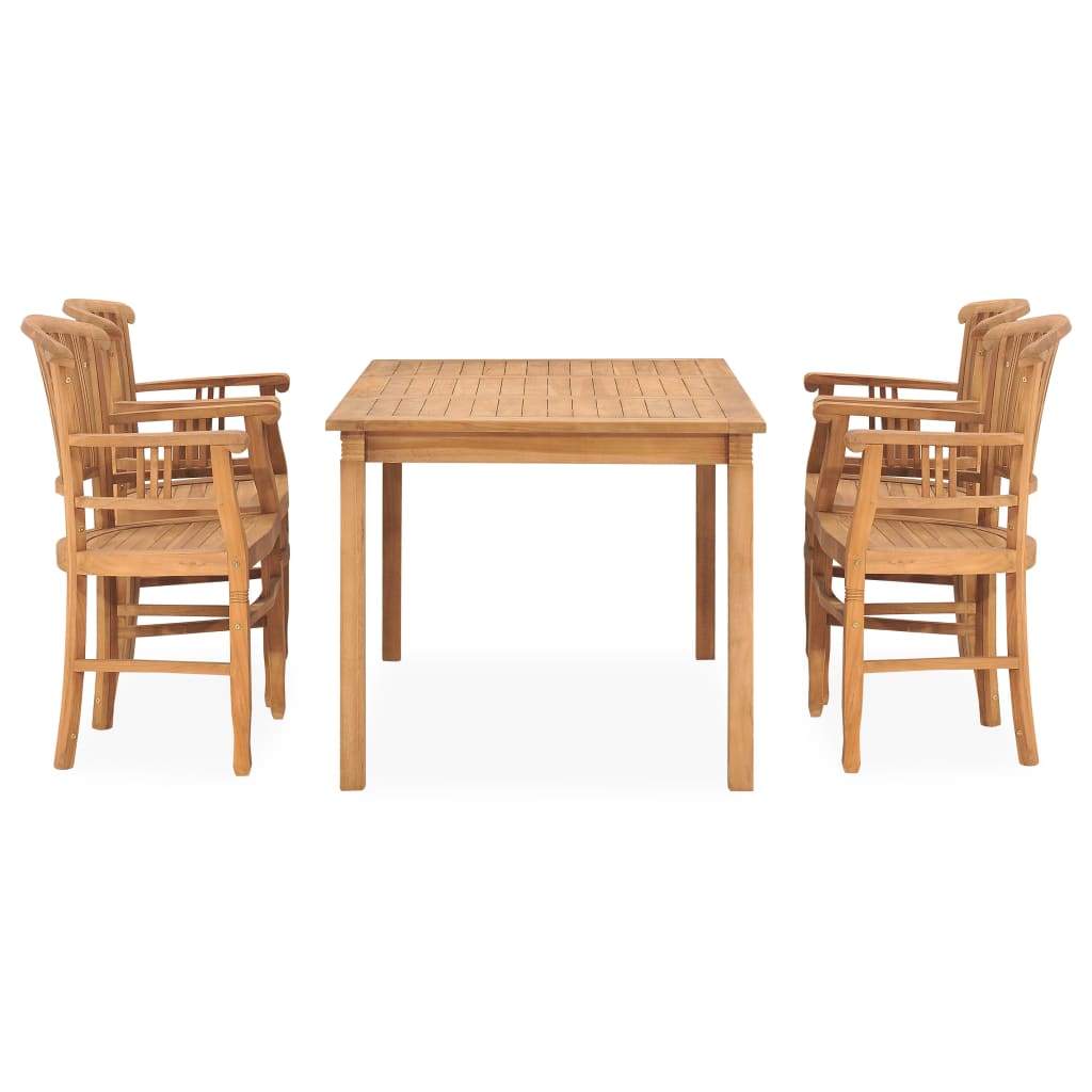 vidaXL Solid Teak Wood Garden Dining Set Chair 5/7 Piece with/without Cushion-1