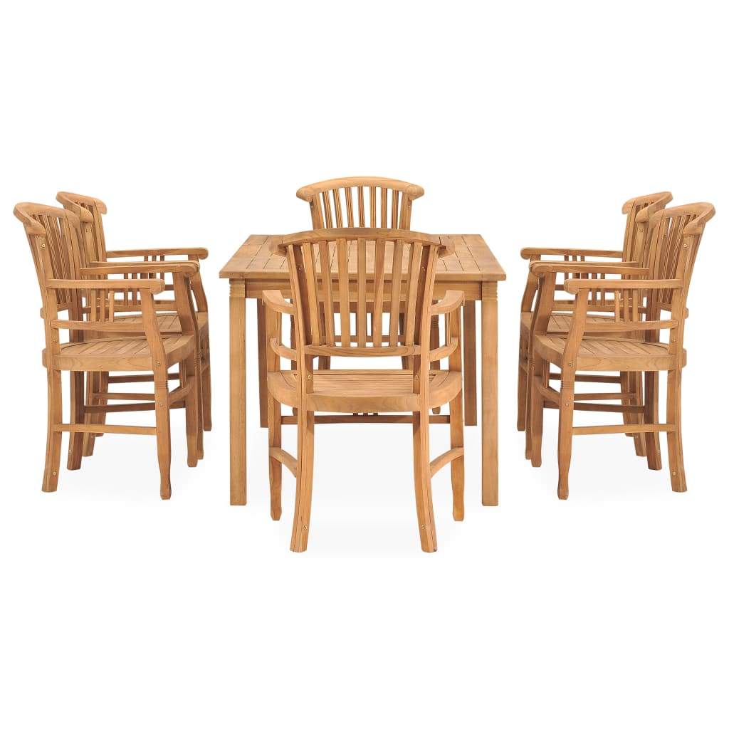 vidaXL Solid Teak Wood Garden Dining Set Chair 5/7 Piece with/without Cushion-4