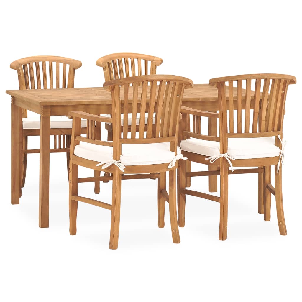 vidaXL Solid Teak Wood Garden Dining Set Chair 5/7 Piece with/without Cushion-6