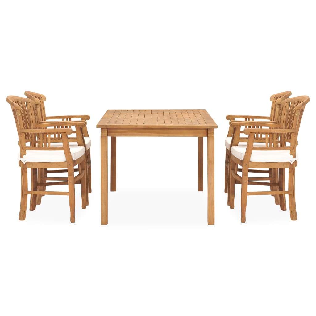 vidaXL Solid Teak Wood Garden Dining Set Chair 5/7 Piece with/without Cushion-7