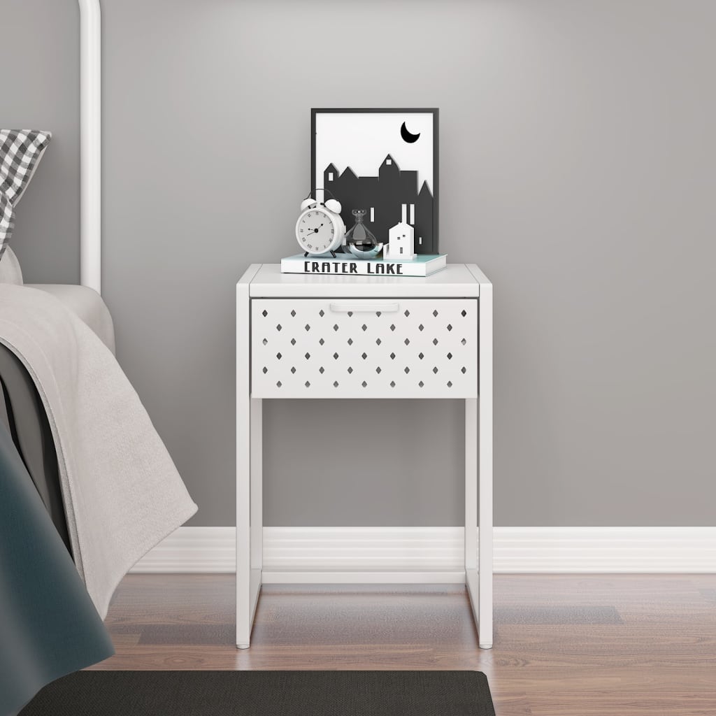 vidaXL Nightstand Steel Home Indoor Bed Stand Cabinet Furniture Multi Colors-3