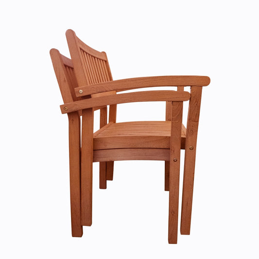 Set of Two Brown Stacking Armchairs-0