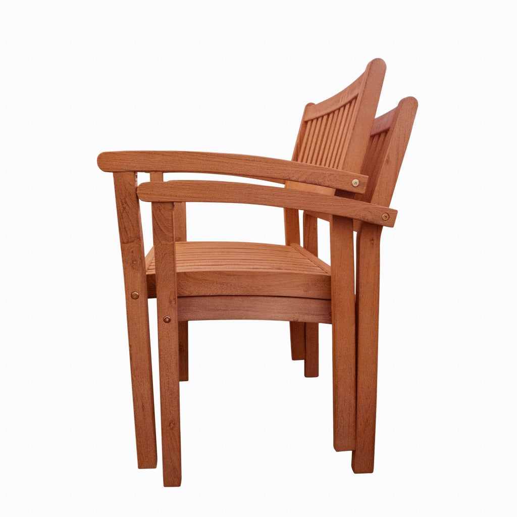 Set of Two Brown Stacking Armchairs-3