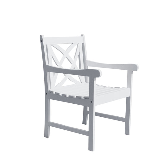 White Patio Armchair with Decorative Back-0