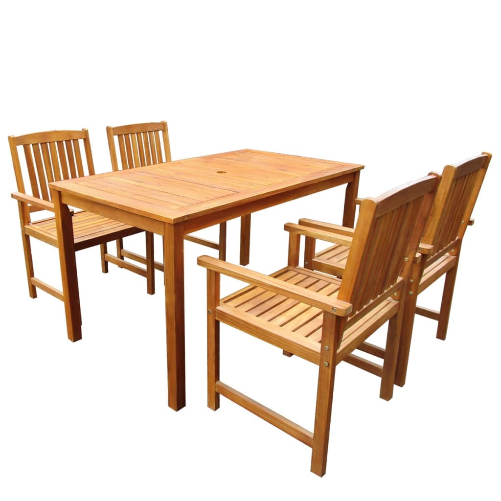 vidaXL Solid Acacia Wood Outdoor Dining Set 5/7/9 Piece Garden Brown/Gray-0