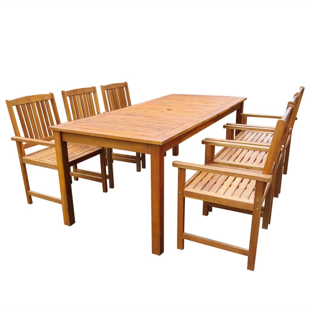 vidaXL Solid Acacia Wood Outdoor Dining Set 5/7/9 Piece Garden Brown/Gray-25