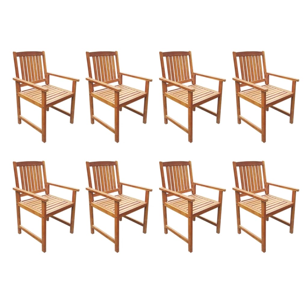 vidaXL Solid Acacia Wood Outdoor Dining Set 5/7/9 Piece Garden Brown/Gray-6