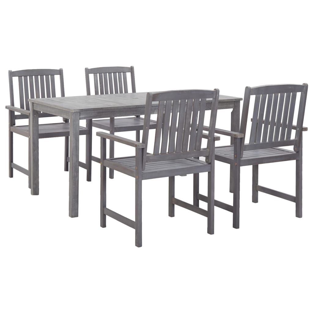 vidaXL Solid Acacia Wood Outdoor Dining Set 5/7/9 Piece Garden Brown/Gray-30