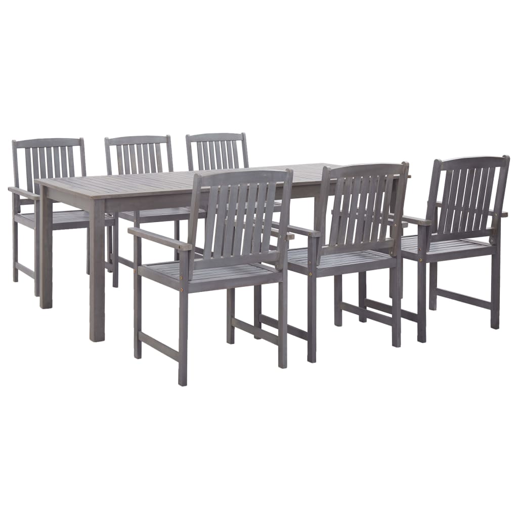 vidaXL Solid Acacia Wood Outdoor Dining Set 5/7/9 Piece Garden Brown/Gray-14