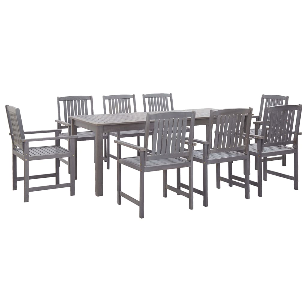 vidaXL Solid Acacia Wood Outdoor Dining Set 5/7/9 Piece Garden Brown/Gray-43