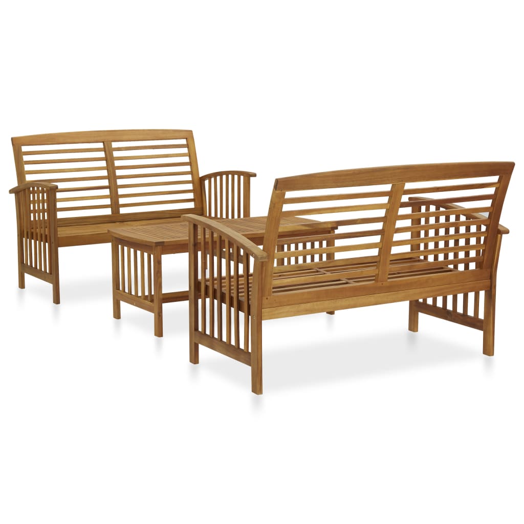 vidaXL 3 Piece Patio Lounge Set Solid Acacia Wood-0