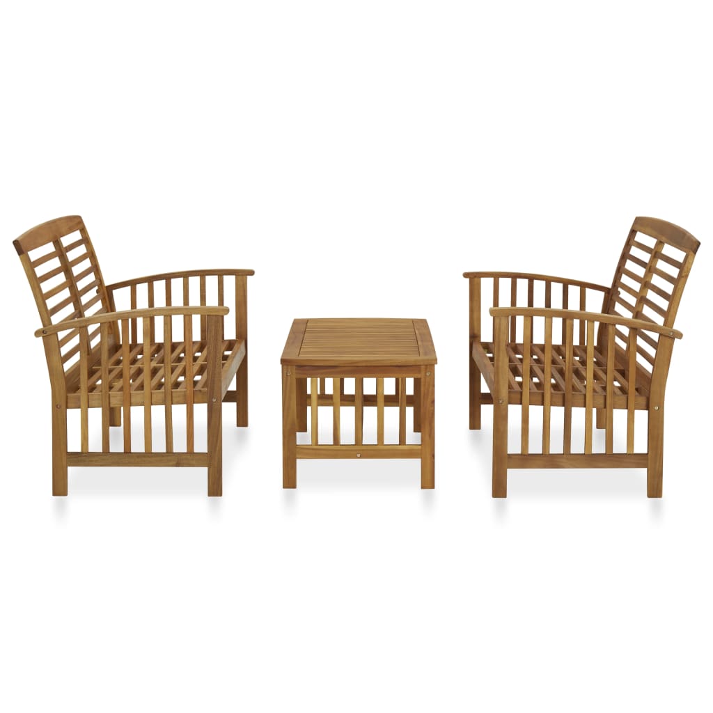 vidaXL 3 Piece Patio Lounge Set Solid Acacia Wood-3