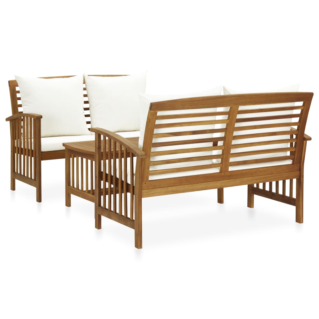 vidaXL 3 Piece Patio Lounge Set Solid Acacia Wood-9