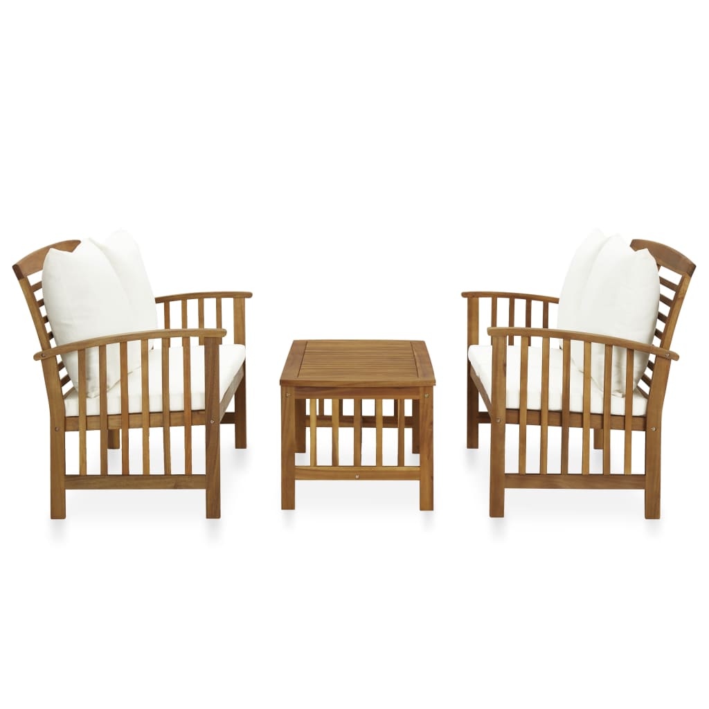 vidaXL 3 Piece Patio Lounge Set Solid Acacia Wood-12