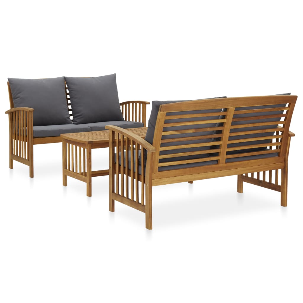 vidaXL 3 Piece Patio Lounge Set Solid Acacia Wood-18