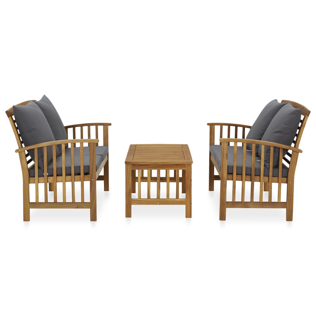 vidaXL 3 Piece Patio Lounge Set Solid Acacia Wood-21