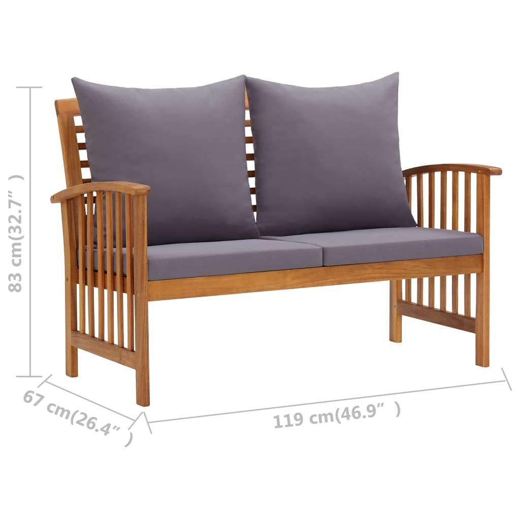 vidaXL 3 Piece Patio Lounge Set Solid Acacia Wood-19