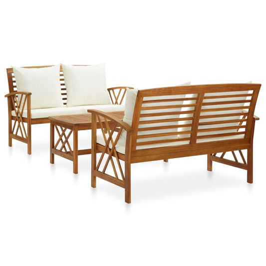 vidaXL 3 Piece Patio Lounge Set Solid Acacia Wood-10