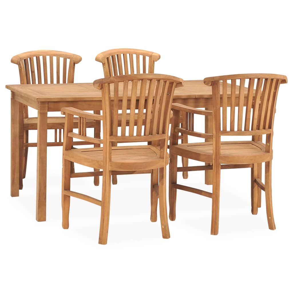 vidaXL Solid Teak Wood Garden Dining Set Chair 5/7 Piece with/without Cushion-30